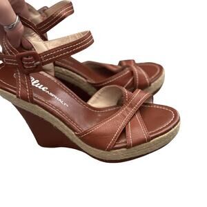 Blue Asphalt Y2k Shoes Womens Size 7.5 Wedge Sandals Espadrille Strappy Platform